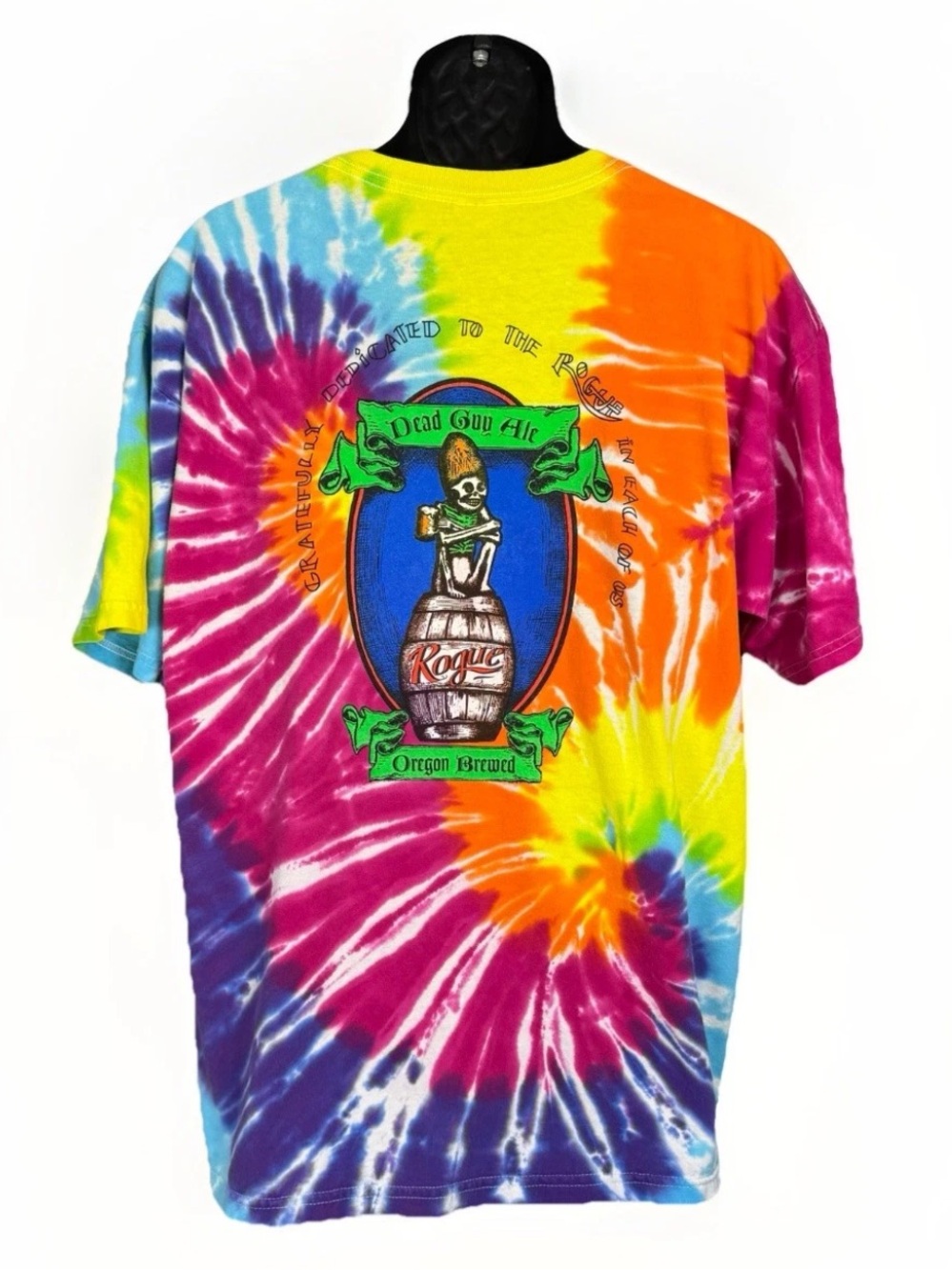 Rare VTG Rogue Dead Guy Ale Tie Dye Shirt XL Oregon Beer Grateful Dead Aesthetic - Picture 3 of 7